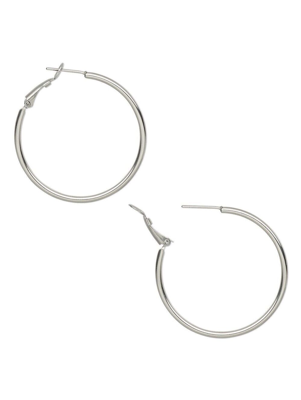 Sleek 316L Surgical Stainless Steel Silver 40mm Hypo Allergenic Hoop Earrings